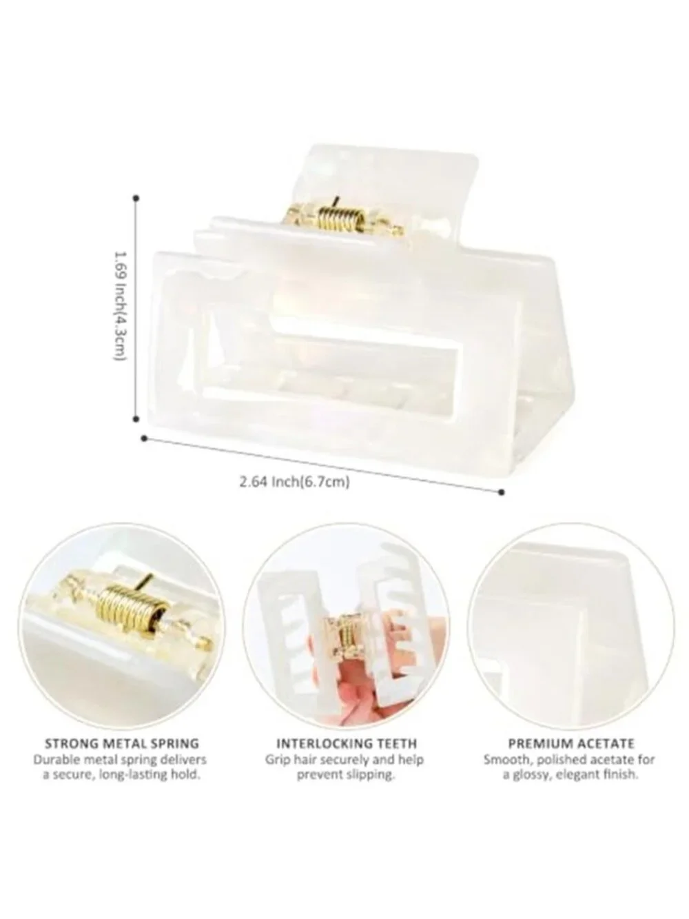 Small Hair Claw Clips Medium Acetate Square Hair Clips Tortoise Shell Cute
